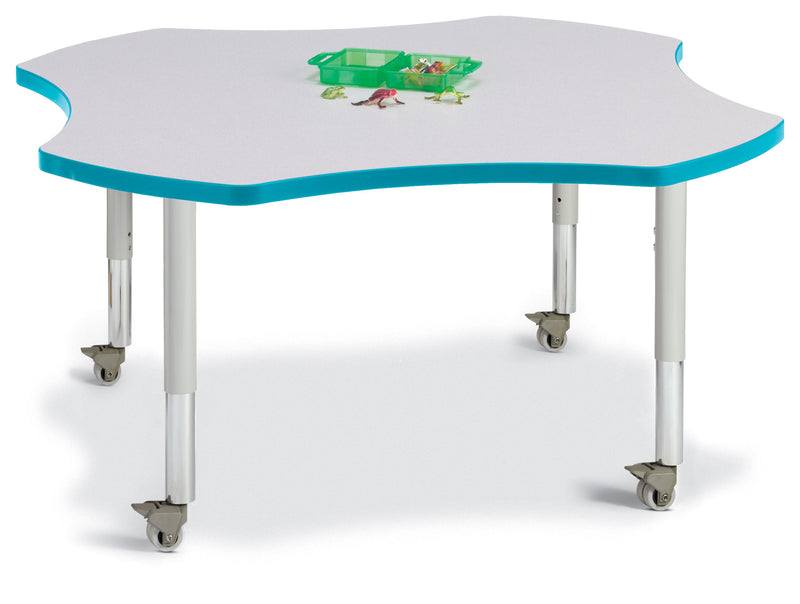 Berries Four Leaf Activity Table, Mobile - Gray/Teal/Gray