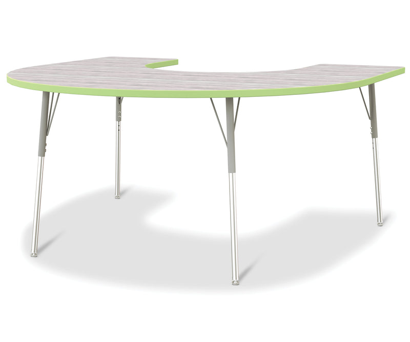 Berries Horseshoe Activity Table - 60" X 66", A-height - Driftwood Gray/Key Lime/Gray