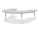 Berries Horseshoe Activity Table - 60" X 66", E-height - Driftwood Gray/Coastal Blue/Gray
