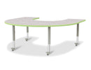 Berries Horseshoe Activity Table - 60" X 66", Mobile - Driftwood Gray/Key Lime/Gray