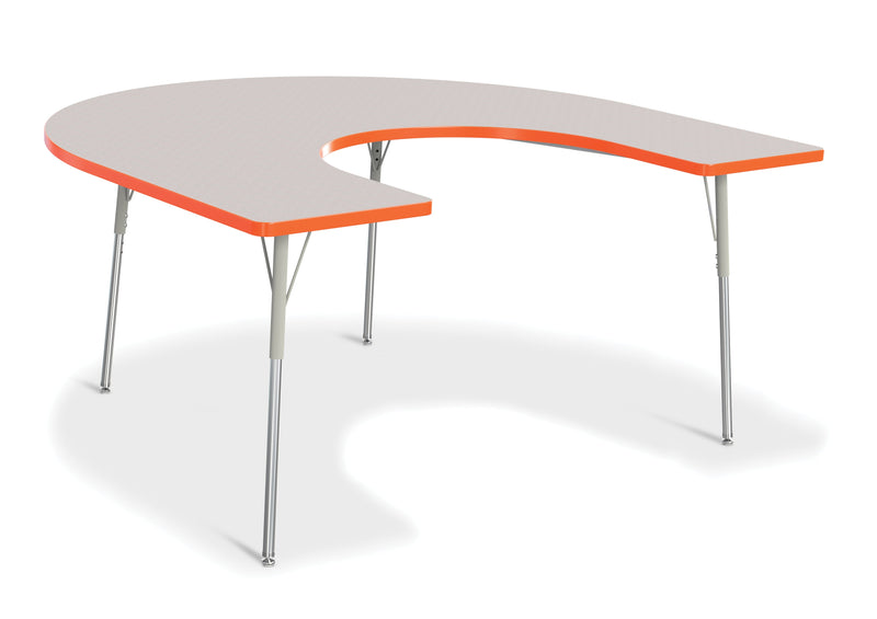 Berries Horseshoe Activity Table - 66" X 60", A-height - Gray/Orange/Gray