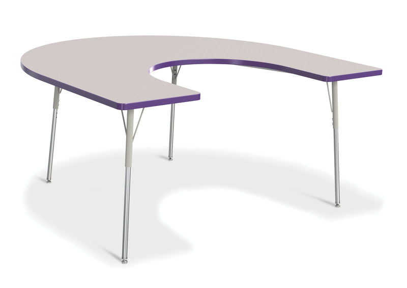Berries Horseshoe Activity Table - 66" X 60", A-height - Gray/Purple/Gray