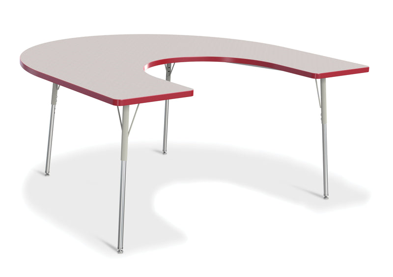 Berries Horseshoe Activity Table - 66" X 60", A-height - Gray/Red/Gray