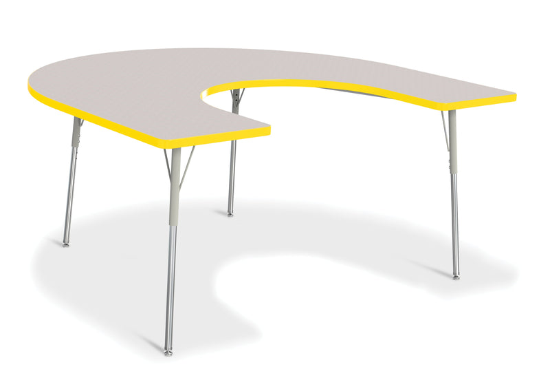 Berries Horseshoe Activity Table - 66" X 60", A-height - Gray/Yellow/Gray