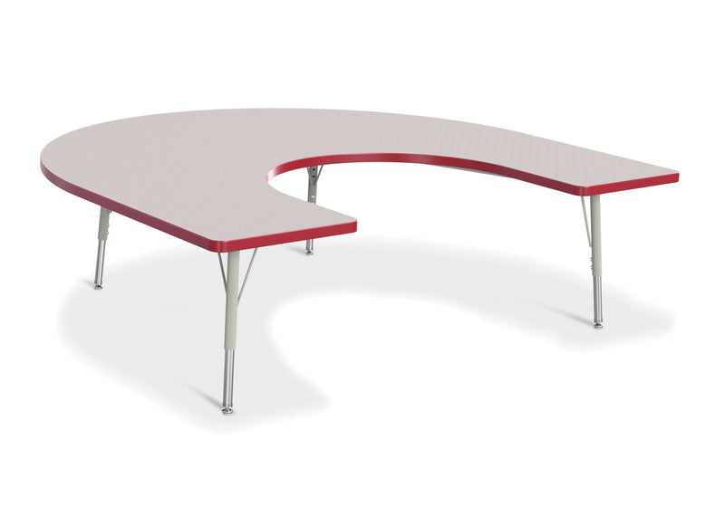 Berries Horseshoe Activity Table - 66" X 60", E-height - Gray/Red/Gray