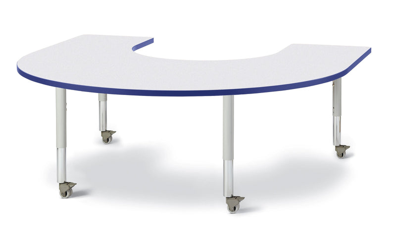 Berries Horseshoe Activity Table - 66" X 60", Mobile - Gray/Purple/Gray