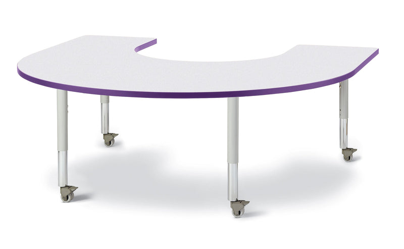 Berries Horseshoe Activity Table - 66" X 60", Mobile - Gray/Purple/Gray