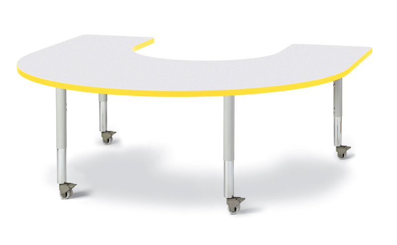 Berries Horseshoe Activity Table - 66" X 60", Mobile - Gray/Yellow/Gray