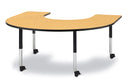 Berries Horseshoe Activity Table - 66" X 60", Mobile - Oak/Black/Black