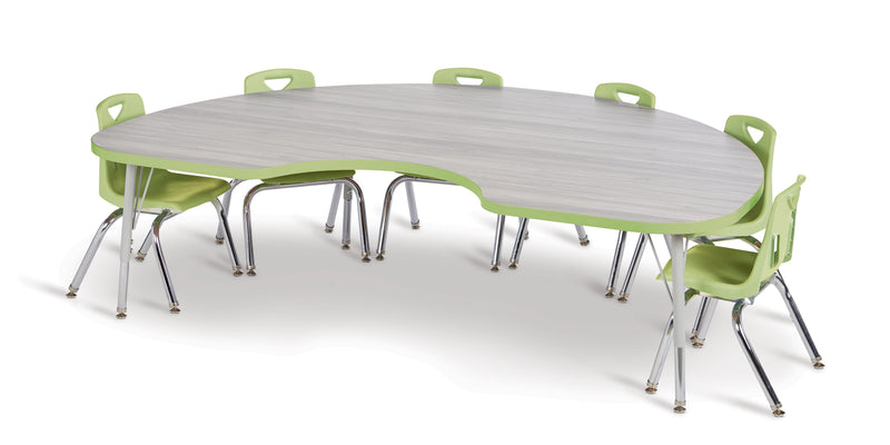 Berries Kidney Activity Table - 48" X 72", A-height - Driftwood Gray/Key Lime/Gray