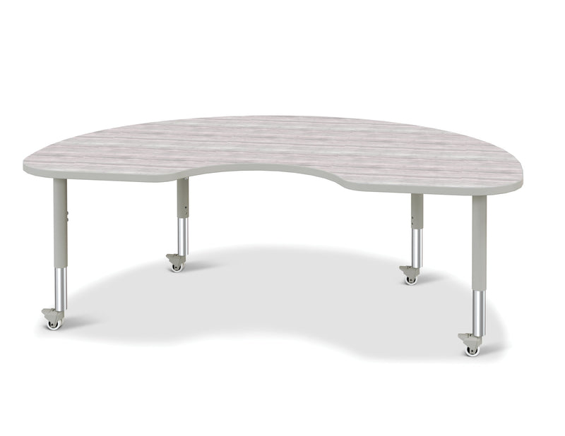 Berries Kidney Activity Table - 48" X 72", Mobile - Driftwood Gray/Gray/Gray