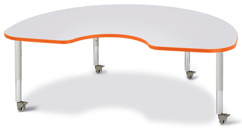 Berries Kidney Activity Table - 48" X 72", Mobile - Gray/Orange/Gray