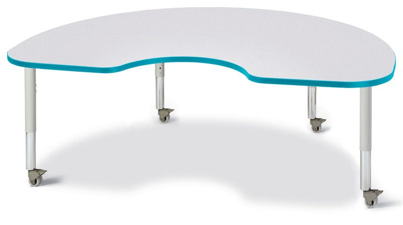 Berries Kidney Activity Table - 48" X 72", Mobile - Gray/Teal/Gray