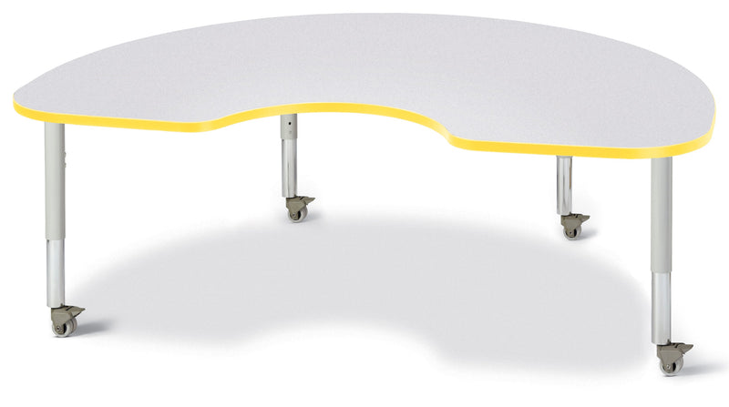 Berries Kidney Activity Table - 48" X 72", Mobile - Gray/Yellow/Gray