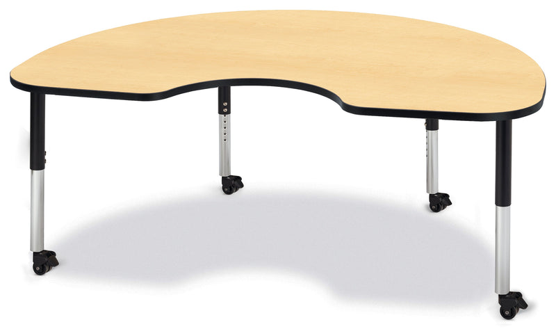 Berries Kidney Activity Table - 48" X 72", Mobile - Maple/Black/Black