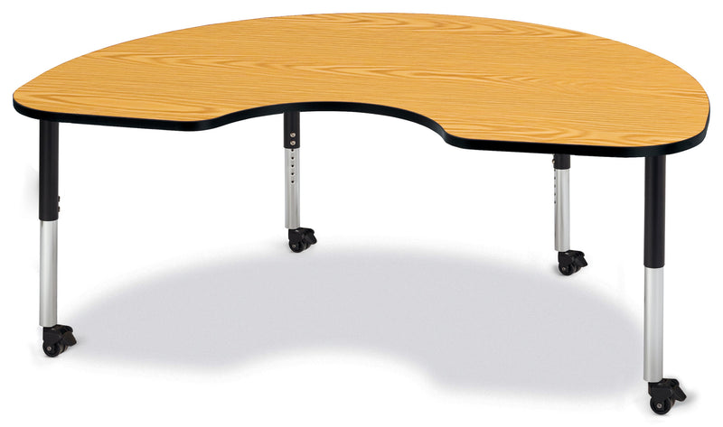 Berries Kidney Activity Table - 48" X 72", Mobile - Oak/Black/Black