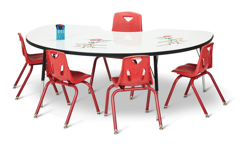 Berries Kidney Dry Erase Table - 72" x 48", E-height - Write-n-Wipe/Black/Black