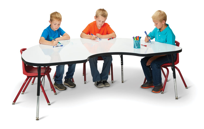 Berries Kidney Dry Erase Table - 72" x 48", E-height - Write-n-Wipe/Black/Black