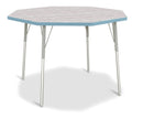 Berries Octagon Activity Table - 48" X 48", A-height - Driftwood Gray/Coastal Blue/Gray