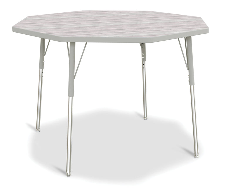 Berries Octagon Activity Table - 48" X 48", A-height - Driftwood Gray/Gray/Gray