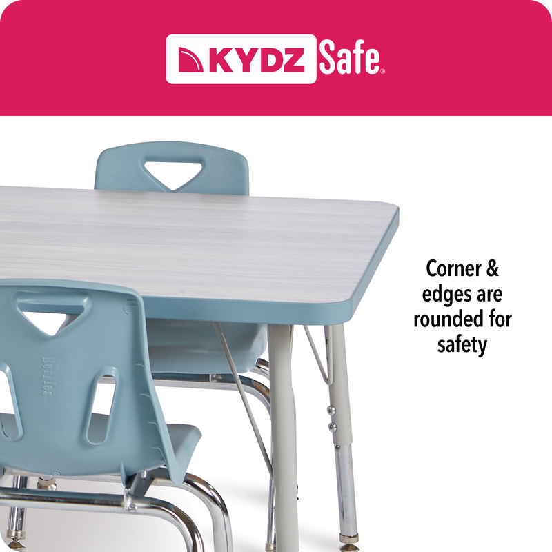 Berries Octagon Activity Table - 48" X 48", A-height - Driftwood Gray/Key Lime/Gray