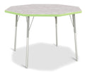 Berries Octagon Activity Table - 48" X 48", A-height - Driftwood Gray/Key Lime/Gray
