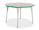 Berries Octagon Activity Table - 48" X 48", A-height - Gray/Green/Gray