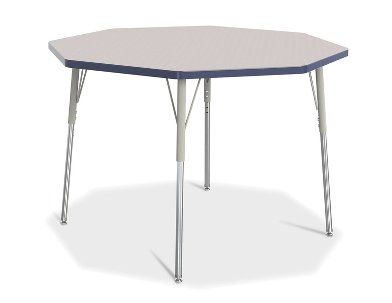 Berries Octagon Activity Table - 48" X 48", A-height - Gray/Navy/Gray