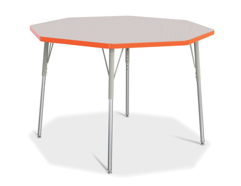 Berries Octagon Activity Table - 48" X 48", A-height - Gray/Orange/Gray