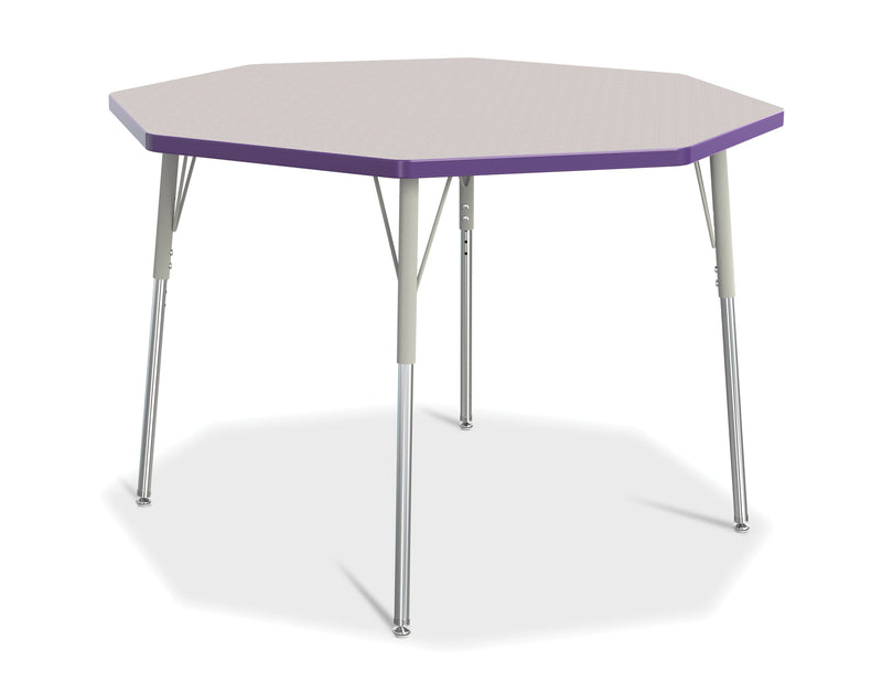 Berries Octagon Activity Table - 48" X 48", A-height - Gray/Purple/Gray