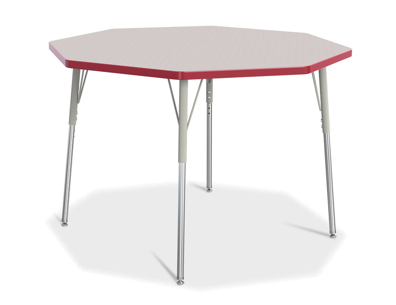 Berries Octagon Activity Table - 48" X 48", A-height - Gray/Red/Gray