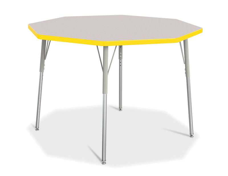 Berries Octagon Activity Table - 48" X 48", A-height - Gray/Yellow/Gray