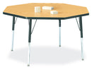 Berries Octagon Activity Table - 48" X 48", A-height - Oak/Black/Black