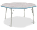 Berries Octagon Activity Table - 48" X 48", E-height - Driftwood Gray/Coastal Blue/Gray