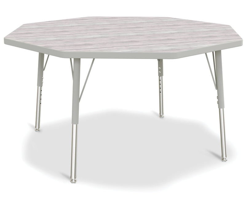 Berries Octagon Activity Table - 48" X 48", E-height - Driftwood Gray/Gray/Gray