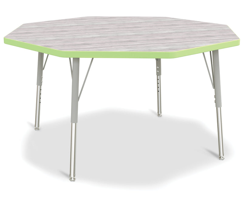 Berries Octagon Activity Table - 48" X 48", E-height - Driftwood Gray/Key Lime/Gray