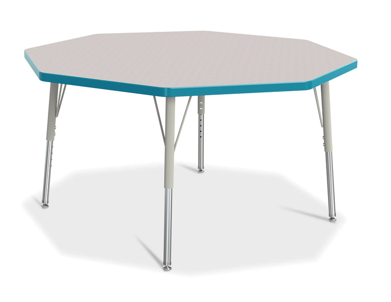 Berries Octagon Activity Table - 48" X 48", E-height - Gray/Teal/Gray