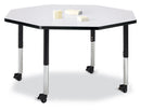 Berries Octagon Activity Table - 48" X 48", Mobile - Gray/Black/Black