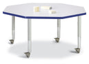 Berries Octagon Activity Table - 48" X 48", Mobile - Gray/Blue/Gray