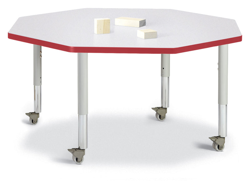Berries Octagon Activity Table - 48" X 48", Mobile - Gray/Purple/Gray