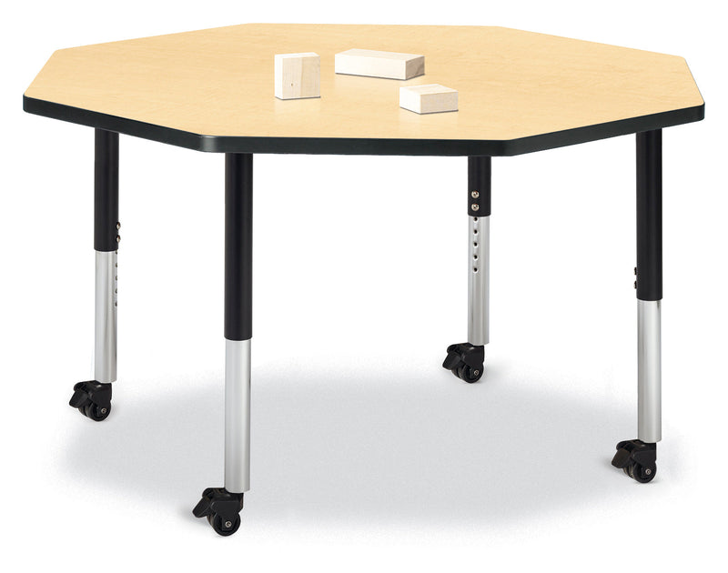 Berries Octagon Activity Table - 48" X 48", Mobile - Gray/Purple/Gray