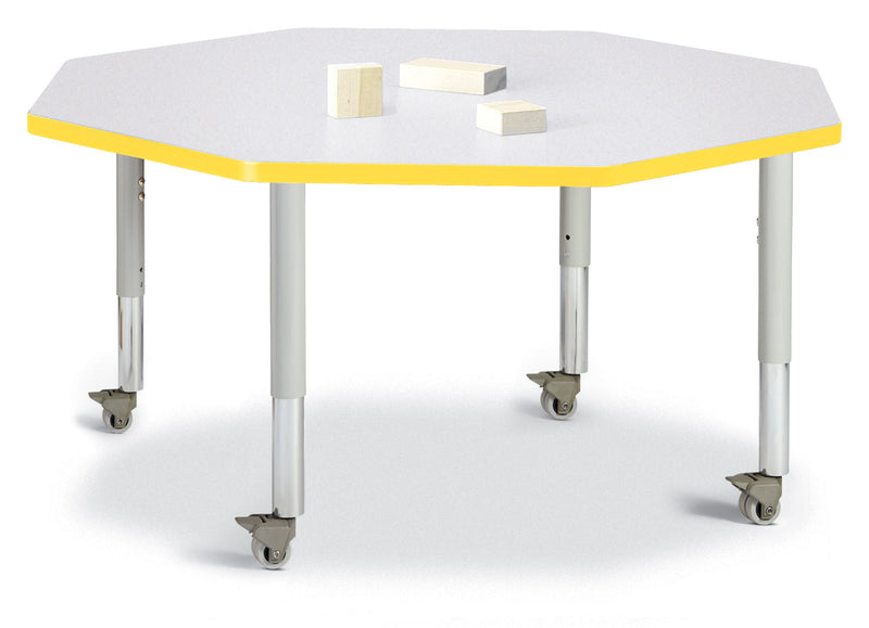 Berries Octagon Activity Table - 48" X 48", Mobile - Gray/Purple/Gray