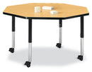 Berries Octagon Activity Table - 48" X 48", Mobile - Gray/Purple/Gray