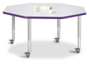 Berries Octagon Activity Table - 48" X 48", Mobile - Gray/Purple/Gray