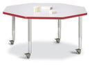 Berries Octagon Activity Table - 48" X 48", Mobile - Gray/Red/Gray