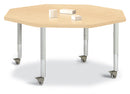 Berries Octagon Activity Table - 48" X 48", Mobile - Maple/Maple/Gray