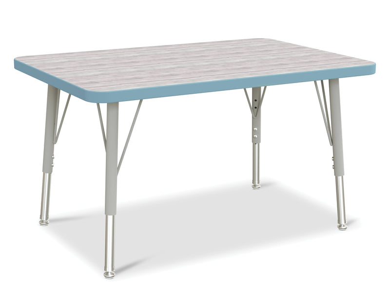 Berries Rectangle Activity Table - 24" X 36", E-height - Driftwood Gray/Coastal Blue/Gray