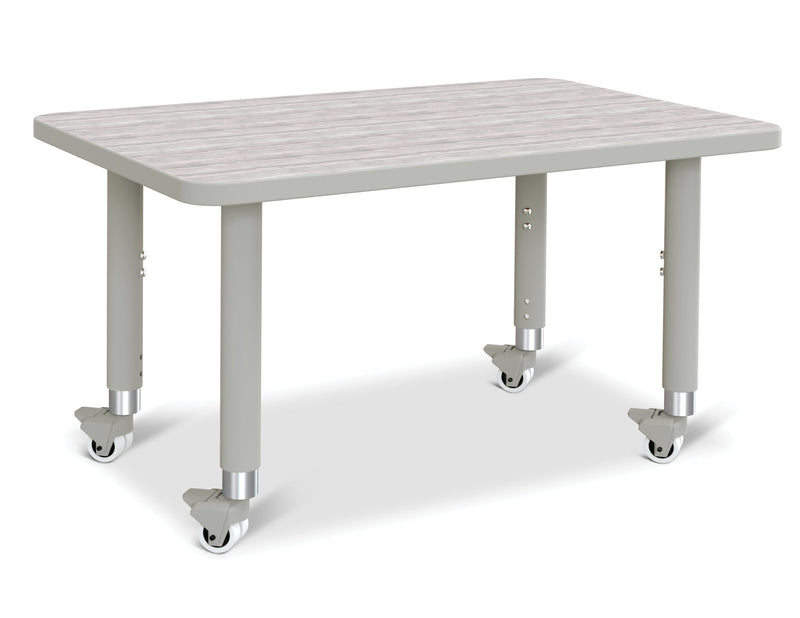 Berries Rectangle Activity Table - 24" X 36", Mobile - Driftwood Gray/Gray/Gray