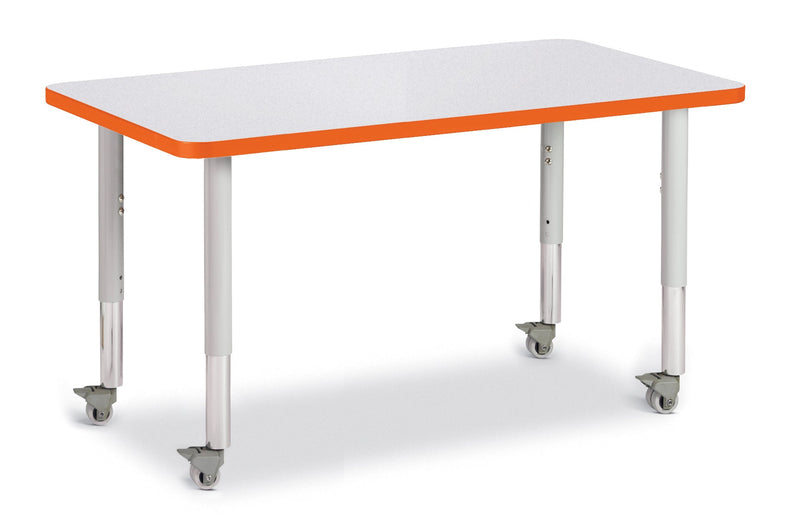 Berries Rectangle Activity Table - 24" X 36", Mobile - Gray/Orange/Gray