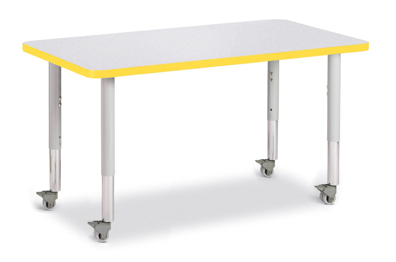 Berries Rectangle Activity Table - 24" X 36", Mobile - Gray/Yellow/Gray